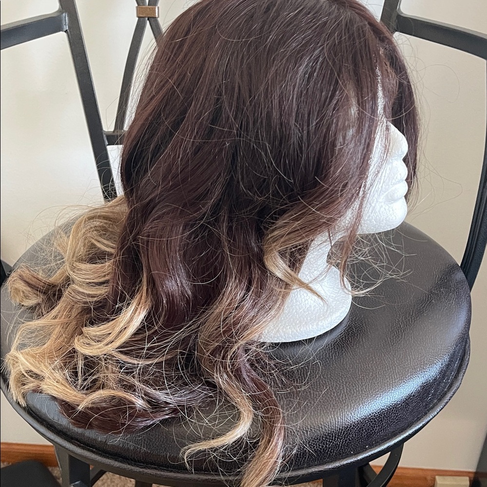 Synthetic Elegant Brown and Blonde Women's Wig 20” Lace front